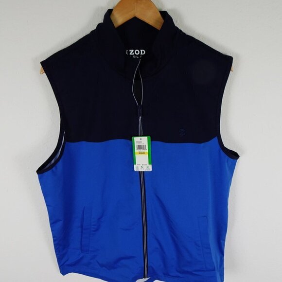 IZOD Golf Vest Men’s Size M Blue Hydrashield Full Zip - Picture 2 of 9